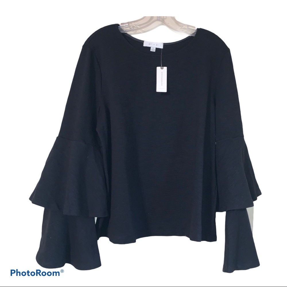 ❌SOLD❌ Anthropology XL Black Tiered Ruffle Top - Picture 3 of 8